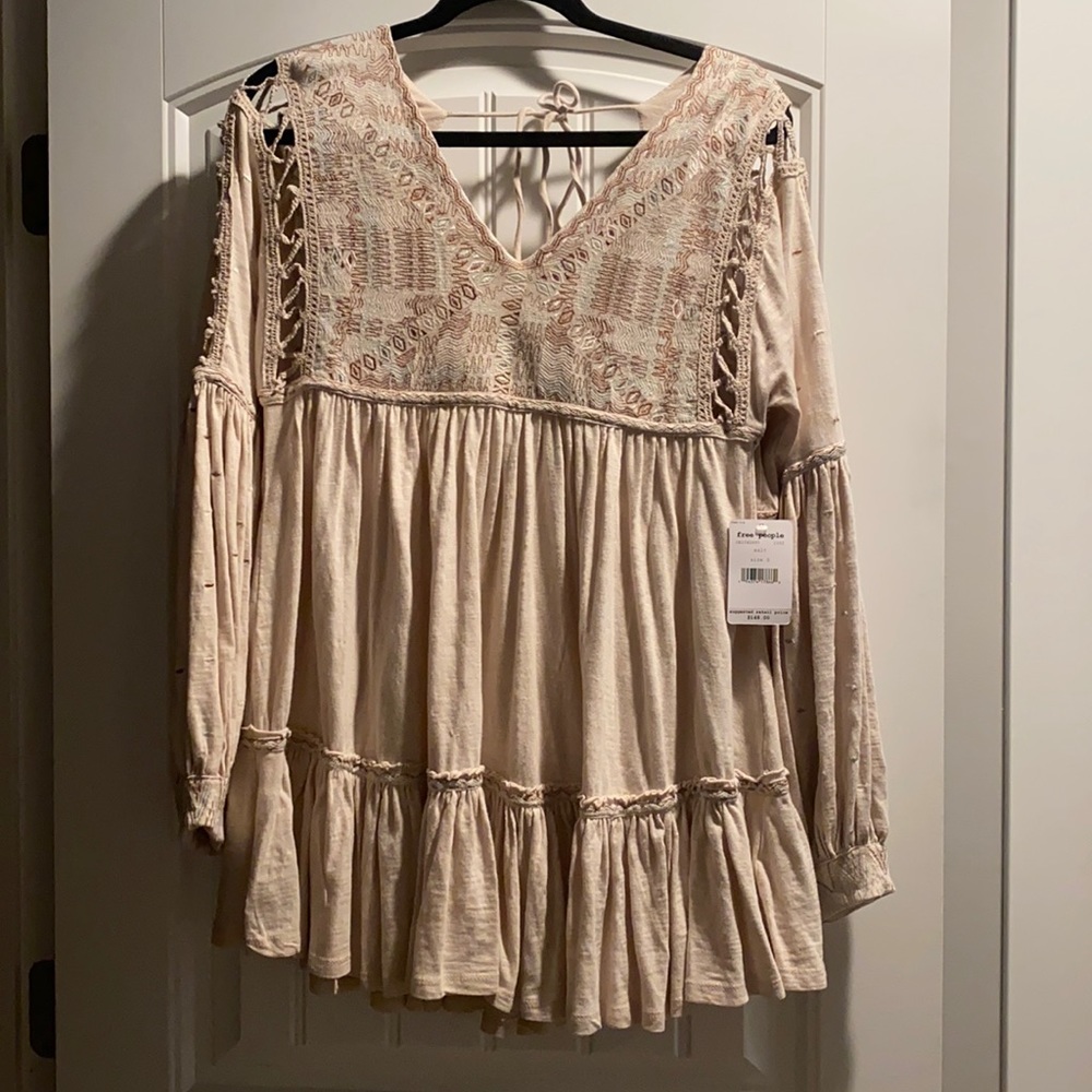 Free people crochet sleeve tunic top